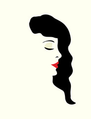 The Profile of a pretty girl is featured in a minimalist fashion and beauty illustration.