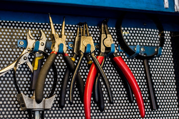 Working tools on metalic background