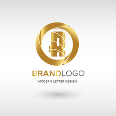 Obraz premium Premium Vector R Logo in GOLD. Beautiful Logotype design for company branding