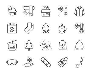 set of winter icons, season. cool, cold, snowflake