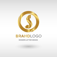 Premium Vector S Logo in GOLD. Beautiful Logotype design for company branding