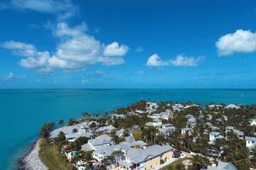 Aerial view of nearst Fort Zachary Taylor, Key West, Florida, United States. Caribbean sea. Great...