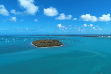 Aerial view of nearst Fort Zachary Taylor, Key West, Florida, United States. Caribbean sea. Great...