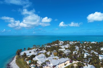 Aerial view of nearst Fort Zachary Taylor, Key West, Florida, United States. Caribbean sea. Great landscape. Travel destination. Tropical travel.