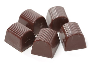 stack of chocolate on white background