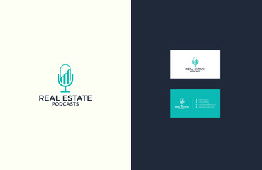 Real estate podcasts logo design vector