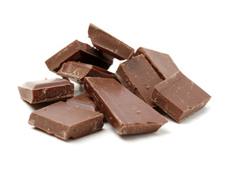 stack of chocolate on white background