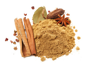 Spices on white background