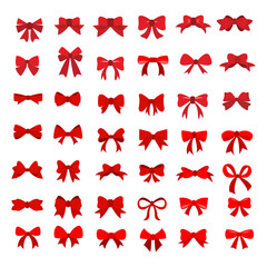set of Red bow flat design isolated on white background