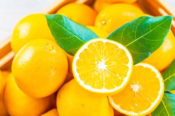 Fresh oranges fruit on table