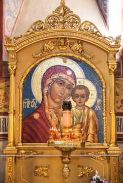 Mosaic icon of Our Lady of Kazan in Assumption Cathedral of the Trinity-Sergius Lavra