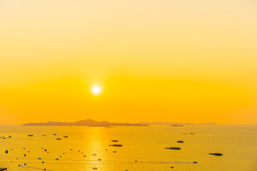 Beautiful landscape of sea ocean around Pattaya city in Thailand at sunset time