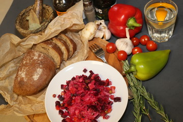 Vinegret salad, served