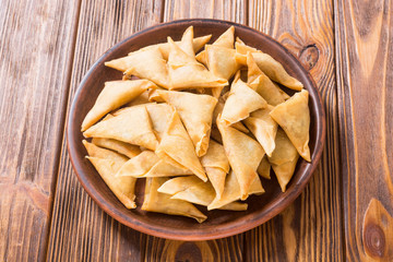 Traditional asian vegetarian food samosa