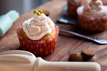 Food photo cupcakes pink white blue decorated delicious bake bakery