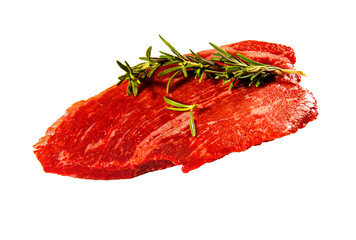 Rump Cap, Top Sirloin Cap, Coulotte Steak, Picanya the marbled beef steak on a white background. Isolated.