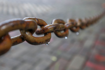 Photo Macro Still Life Chain Link with drop water