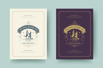 Wedding save the date invitation cards flourishes ornaments
