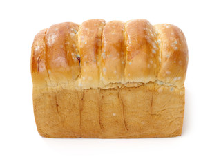 Moldy bread on white background