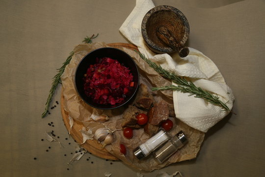 Vinegret salad, served