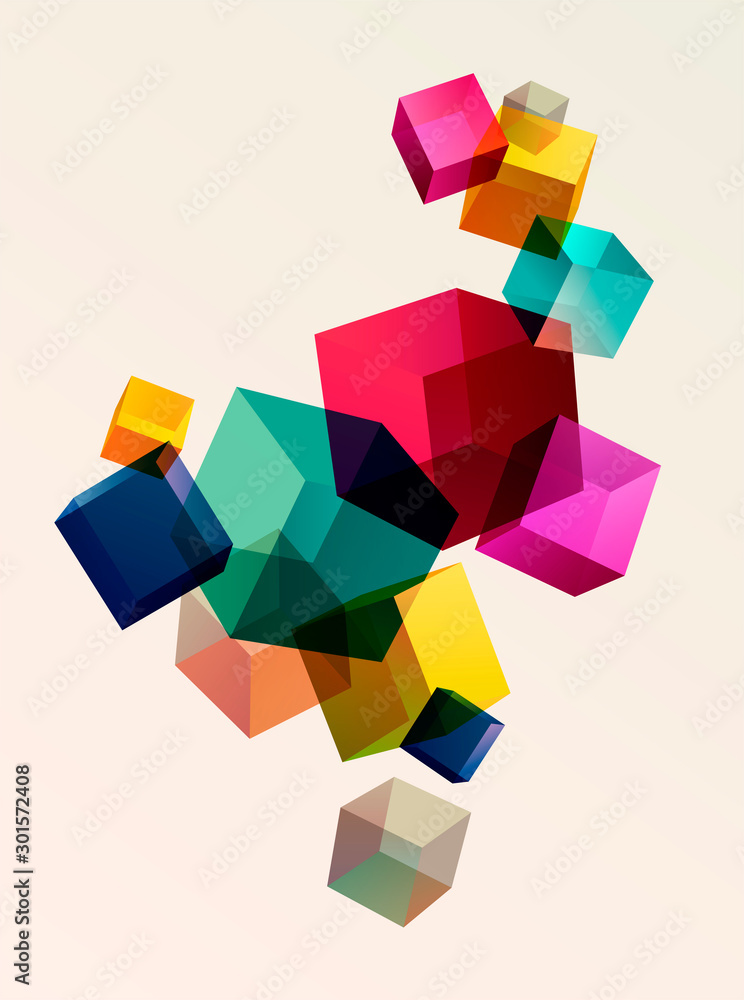 Wall mural abstract colorful background with geometric elements