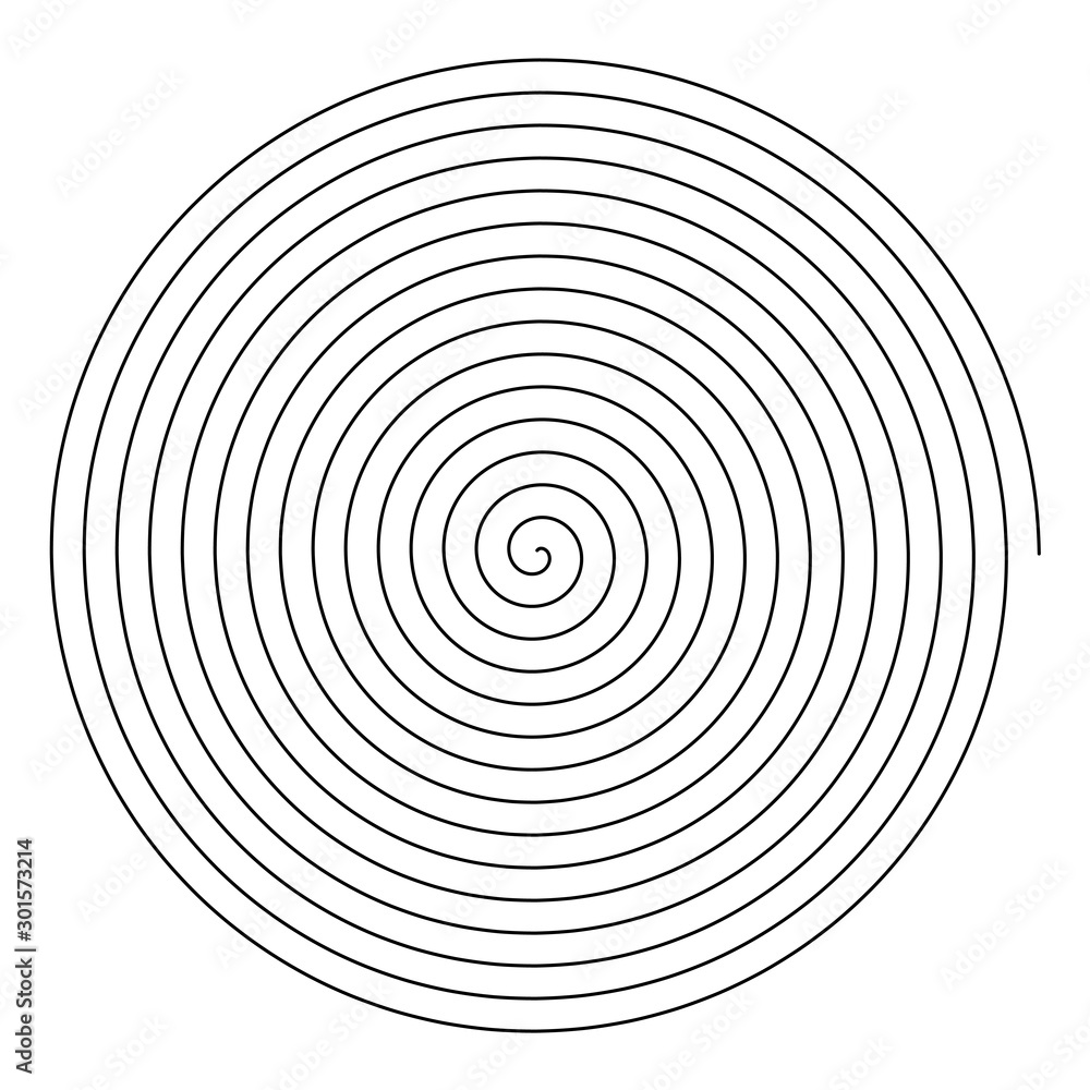 Sticker line in circle form. single thin line spiral goes to edge of canvas. vector illustration