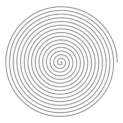 Behangcirkel Line in circle form. Single thin line spiral goes to edge of canvas. Vector illustration © mahanya342
