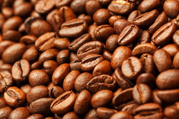 Fresh and aromatic roasted coffee beans, can be used as background.