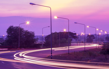 Street lighting at twilight