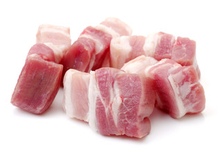 Pork belly on white background