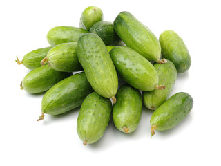 Green cucumber on the white background