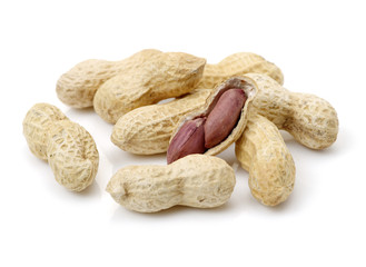 Peanuts on a white background