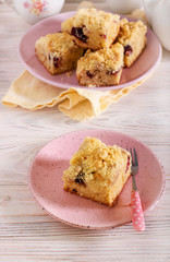 Plum and apple buckle cake,