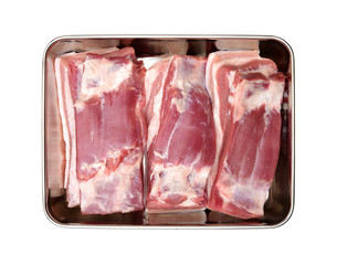 Pork belly on white background