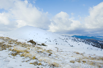 Carpathian mountains in winter, covered with snow