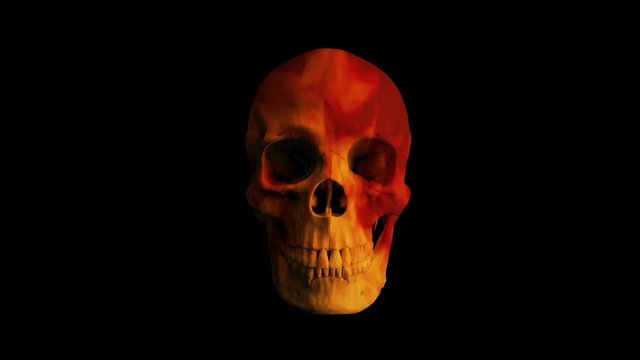 Skull With Flaming Mouth Flies Into Camera