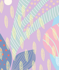 Fototapeta na wymiar Artistic header with flowers and leaves. Graphic design. Hand drawn texture.