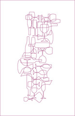 Countries winemakers - stylized maps from silhouettes of wine bottles, glasses and decanters. Map of Portugal.