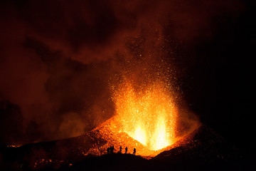 On 20 March 2010, an eruption of the Eyjafjallajökull volcano began in Fimmvörðuháls following months of small earthquakes under the Eyjafjallajökull glacier. - obrazy, fototapety, plakaty