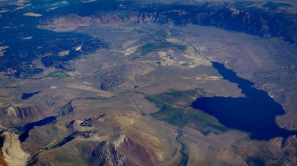 aerial view of mountains and clouds