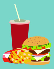 hamburger and french fries