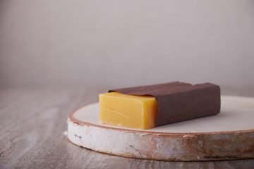 Handmade soap, spa, beauty skincare concept, handmade soap and dried flowers on old table