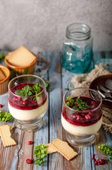 Delicious dessert in glass
