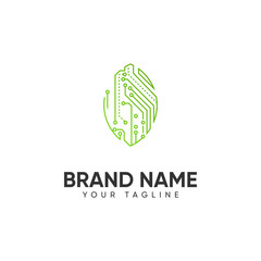 Leaf Technology Logo design vector
