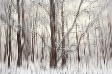 abstract forest blurred winter vertical lines / winter forest background, abstract landscape