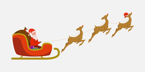 Santa Claus on a sleigh with deers isolated vector illustration