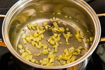Cooking sliced onion