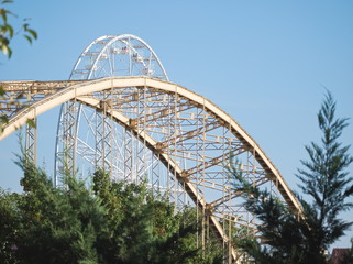 Ferris Wheel and Kossuth Bridge in Győr, Hungary