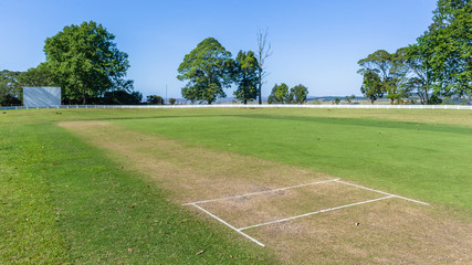 Cricket Pitch Wicket Grass Grounds Fence Boundary Sports Landscape