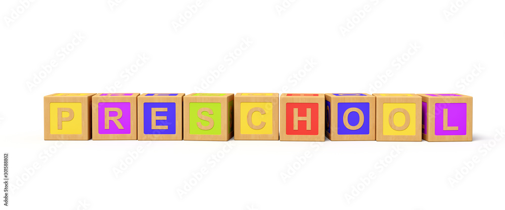 Poster 3d rendering of alphabet toy blocks.